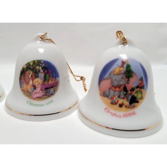 Lot of 6 Disney Characters 2" Ceramic Christmas Bell Ornaments 2001-2006 - Picture 4 of 8